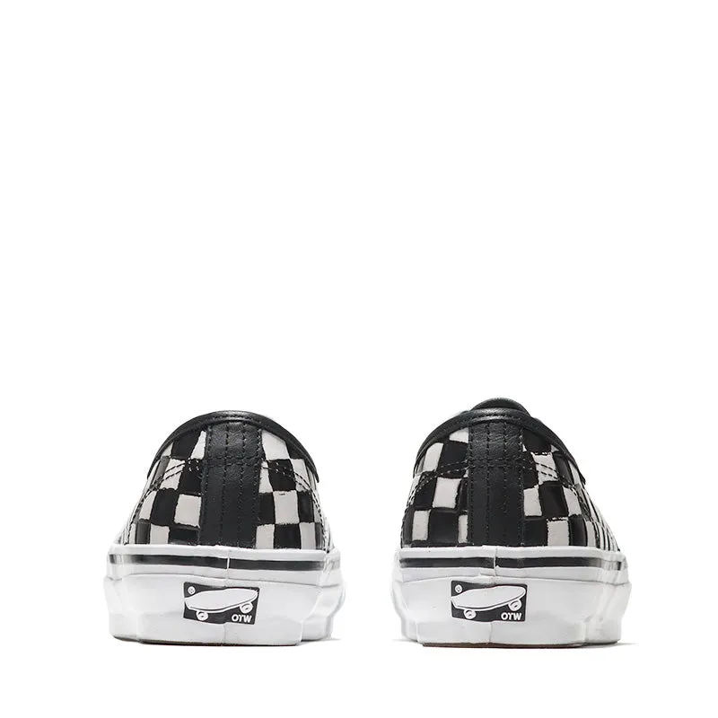 Rubber Sole Neutral Stride Engineering Vans Authentic 44 Vibram - Leather Check Black/White