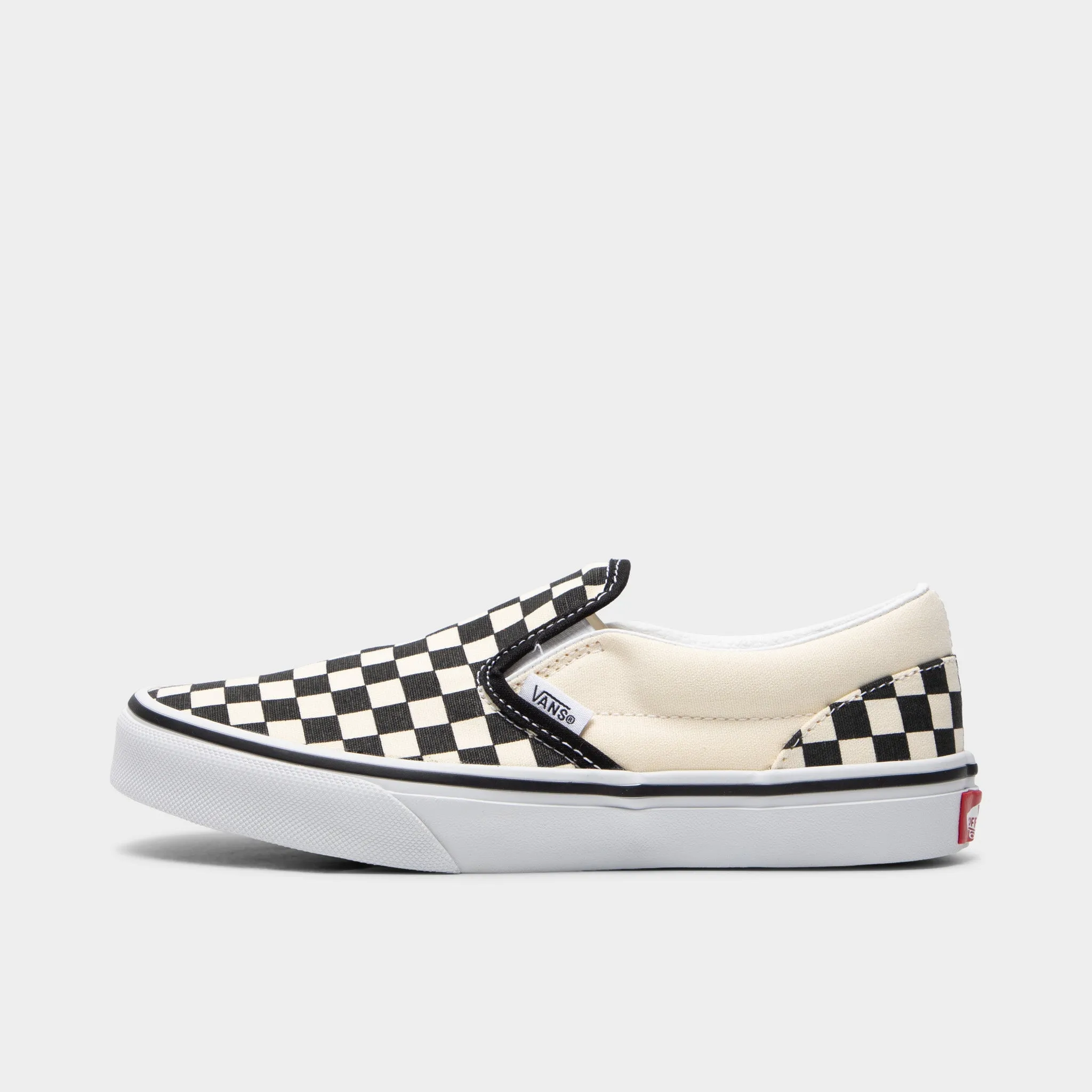 Slip Entry Steady Stride Vans Juniors' Checkerboard Classic Slip-On Black / White