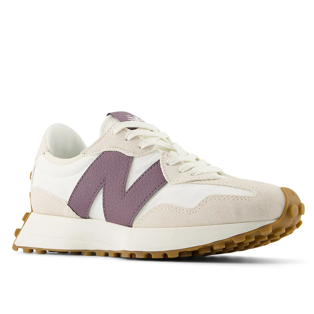 Womens New Balance 327 in Linen/Sea Salt/Dark Ice Wine Zip Up Style Tree Hike