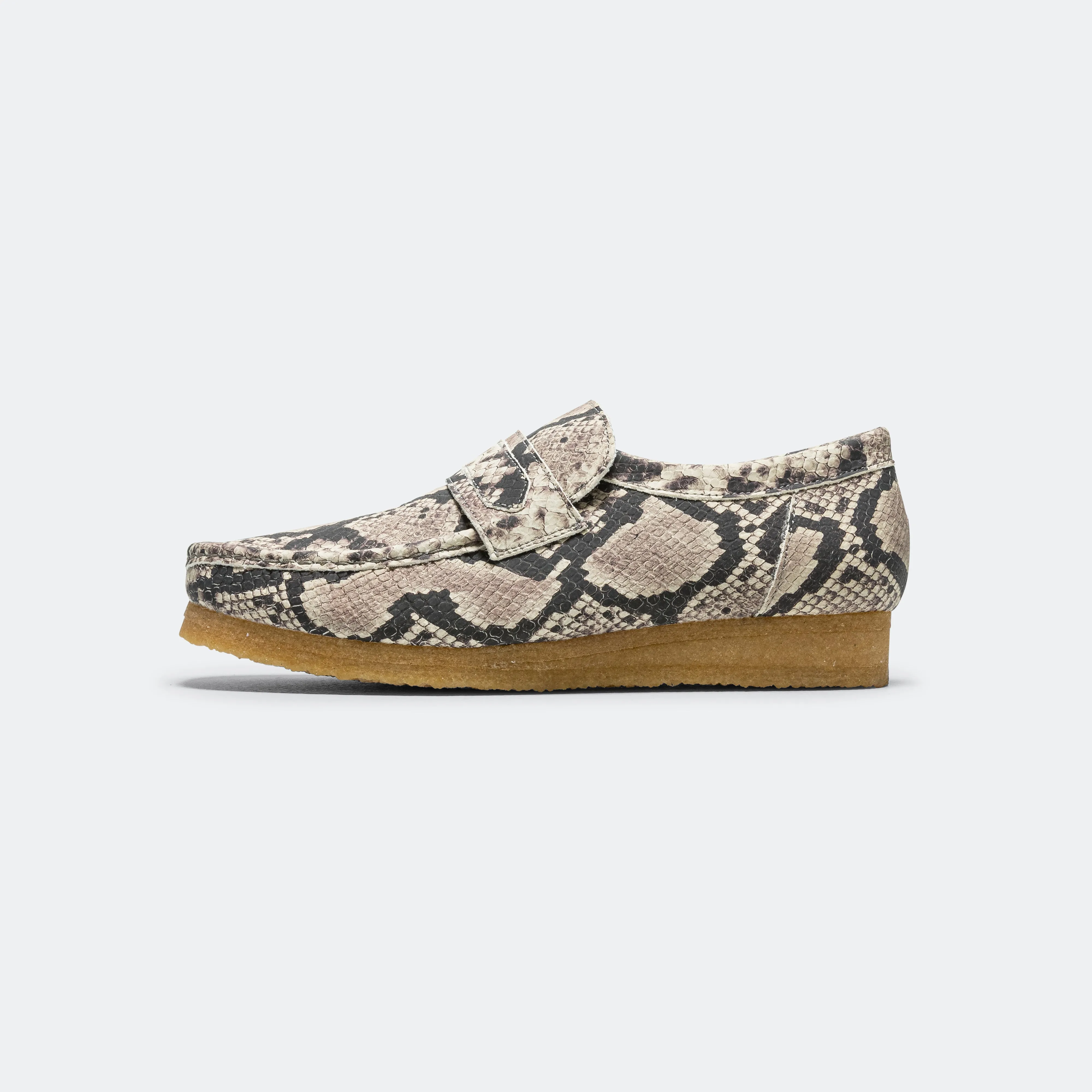 Quick Walk Aramid Fiber Reinforcement Wallabee Loafer - Grey Snake Leather