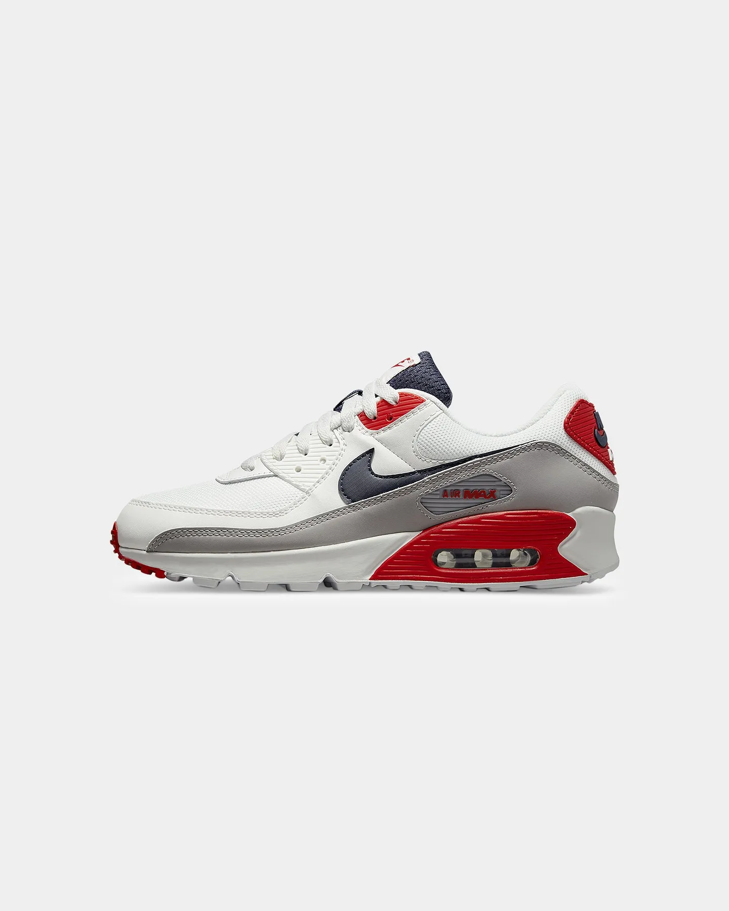 Street Fit Lace Tie Nike Air Max 90 Summit White/Thunder Blue/Cement Grey