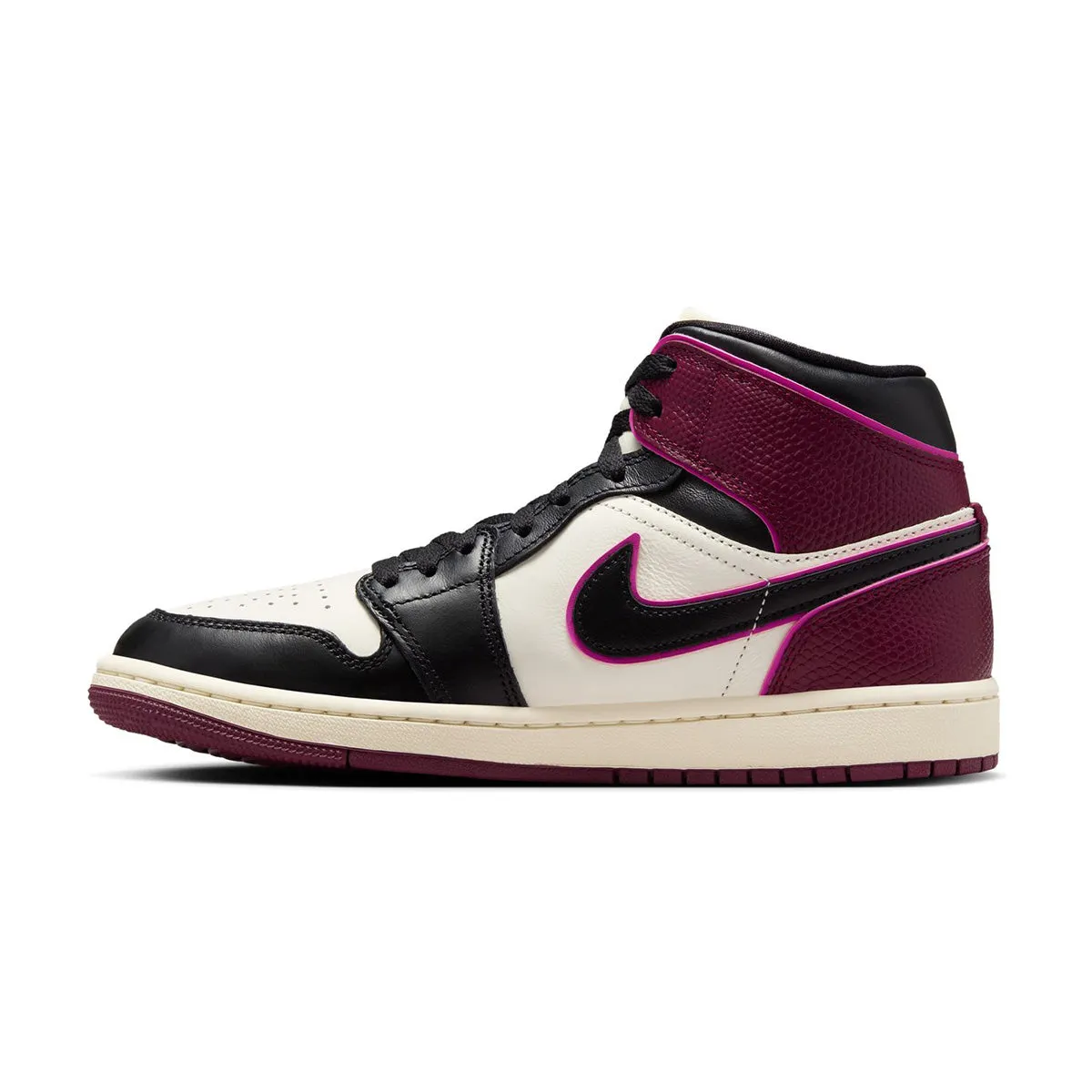 Wmns Air Jordan 1 Mid SE 'Sail Bordeaux' least winter trendy - look