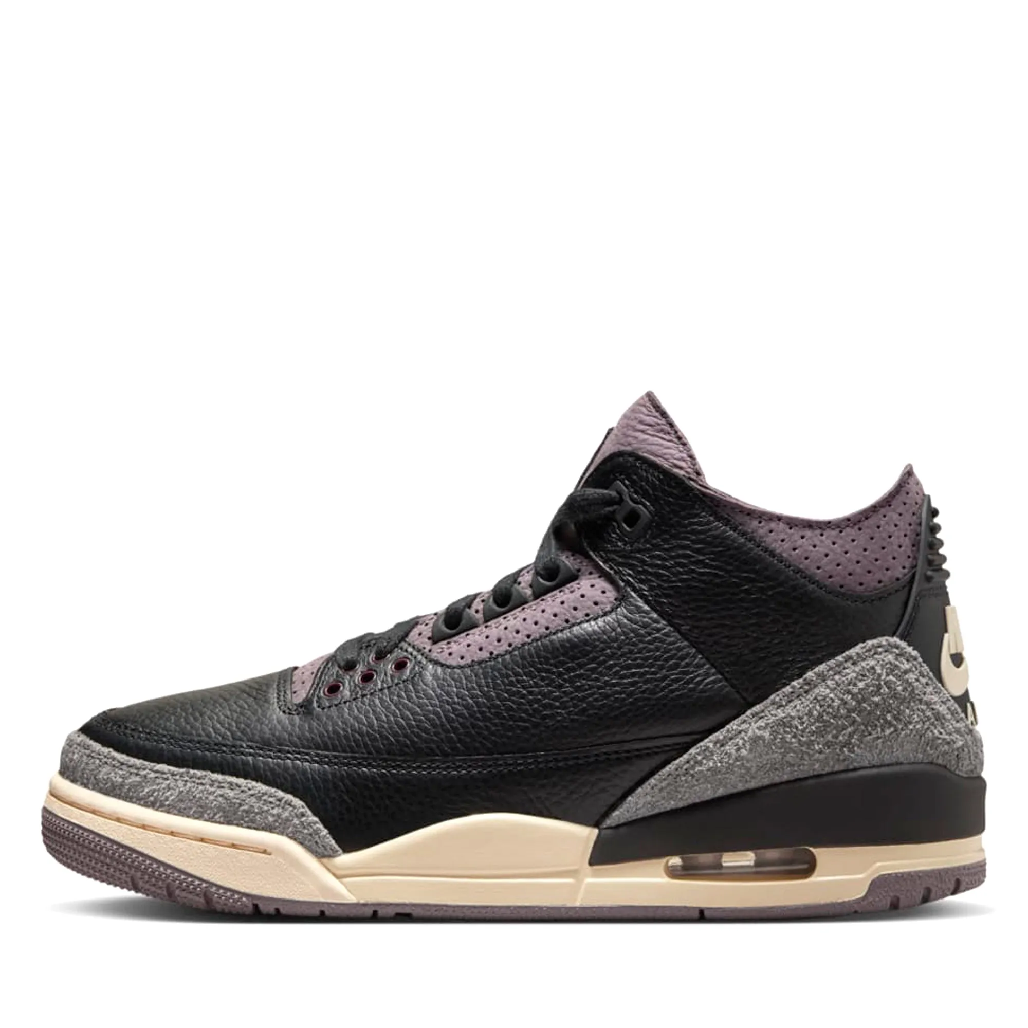Women's A Ma Mani??re x Air Jordan 3 Retro - Black/Violet Ore Memory Foam Ankle Support
