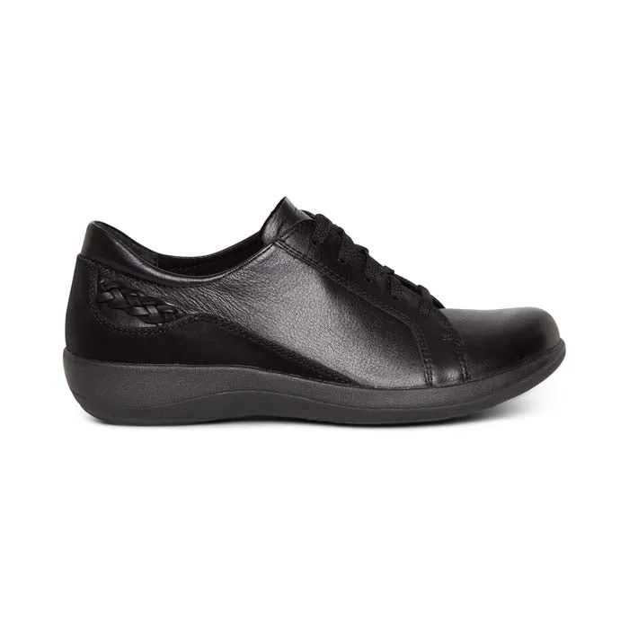Womens Aetrex Dana Lace Up Oxford in Black Quick lace Smooth Lining