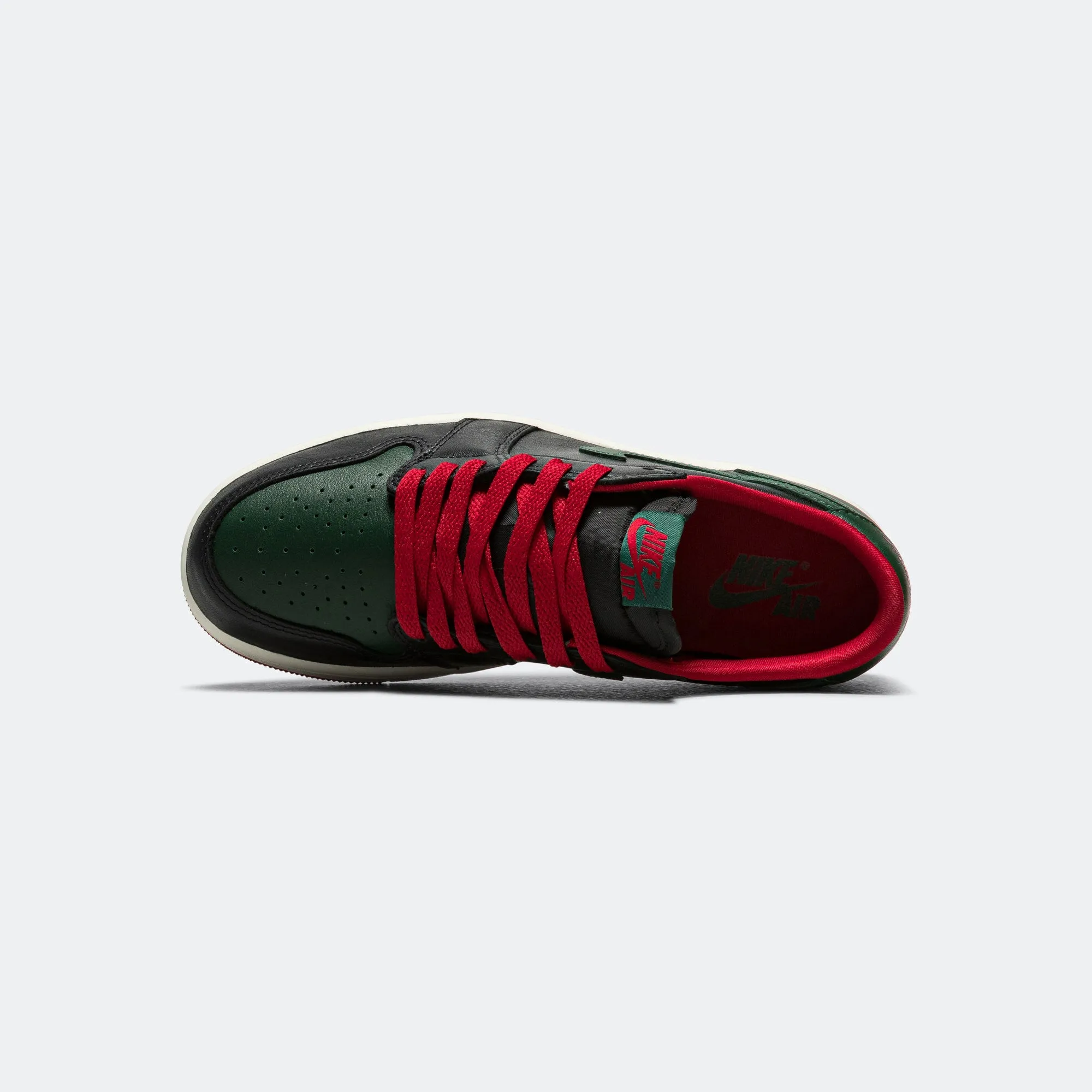 Core Motion Womens Air Jordan 1 Low OG - Black/Gorge Green-Varsity Red-Sail