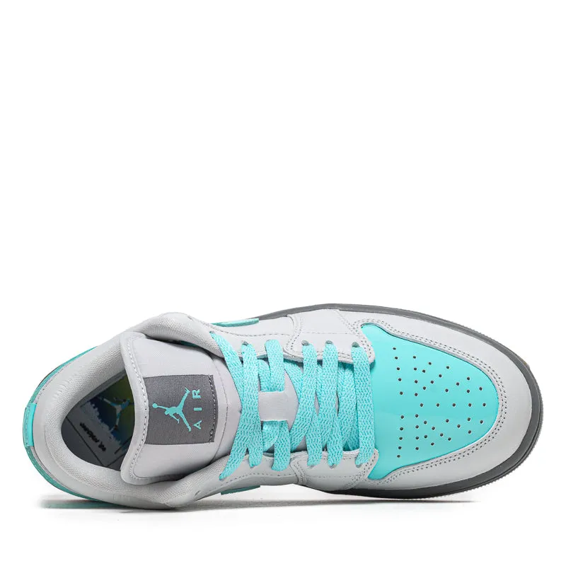 Professional Fit hook and loop closure Women's Air Jordan 1 Low SE - Photon Dust/Aurora Green