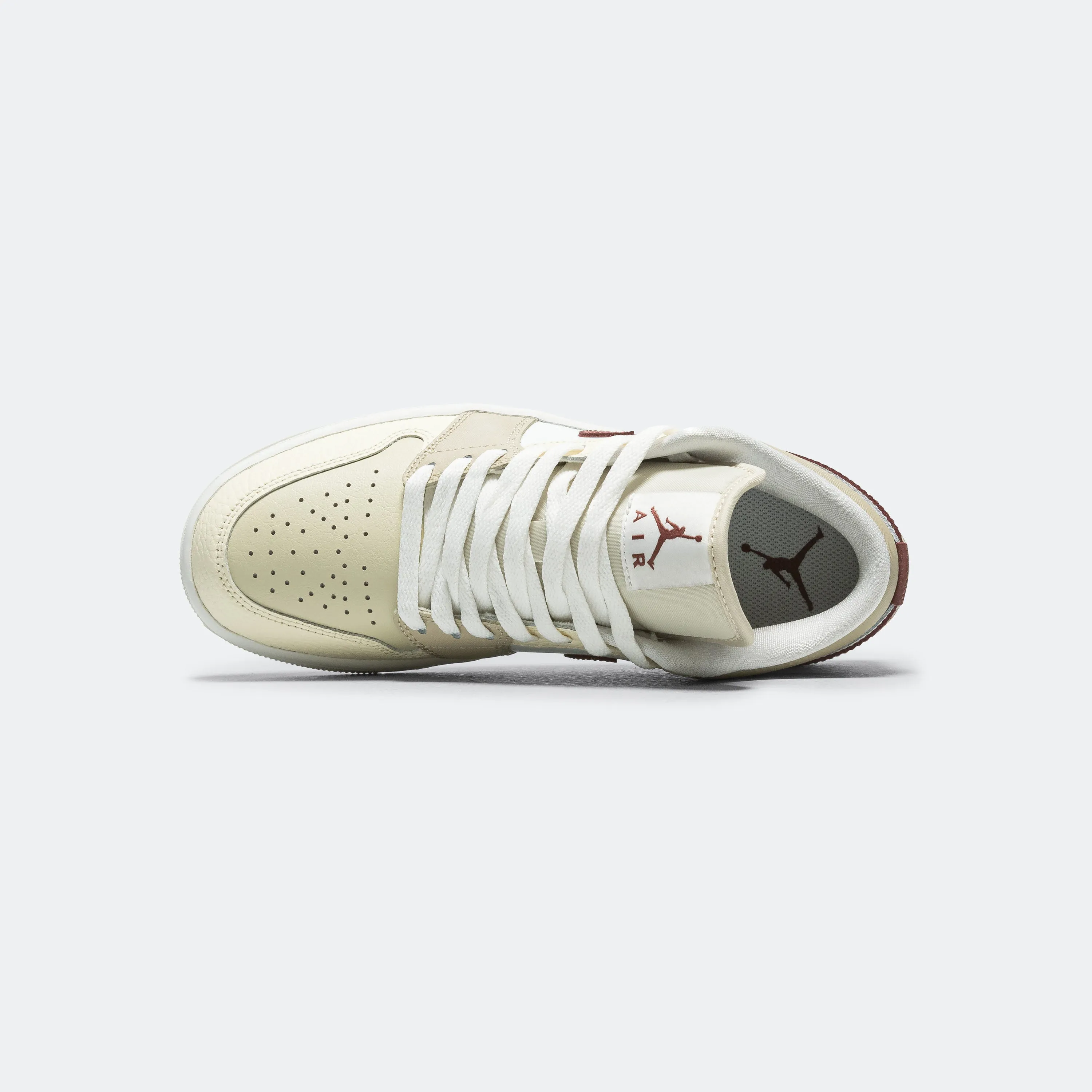 Womens Air Jordan 1 Retro Low - Summit White/Red Sepia-Desert Khaki Rubber Tread