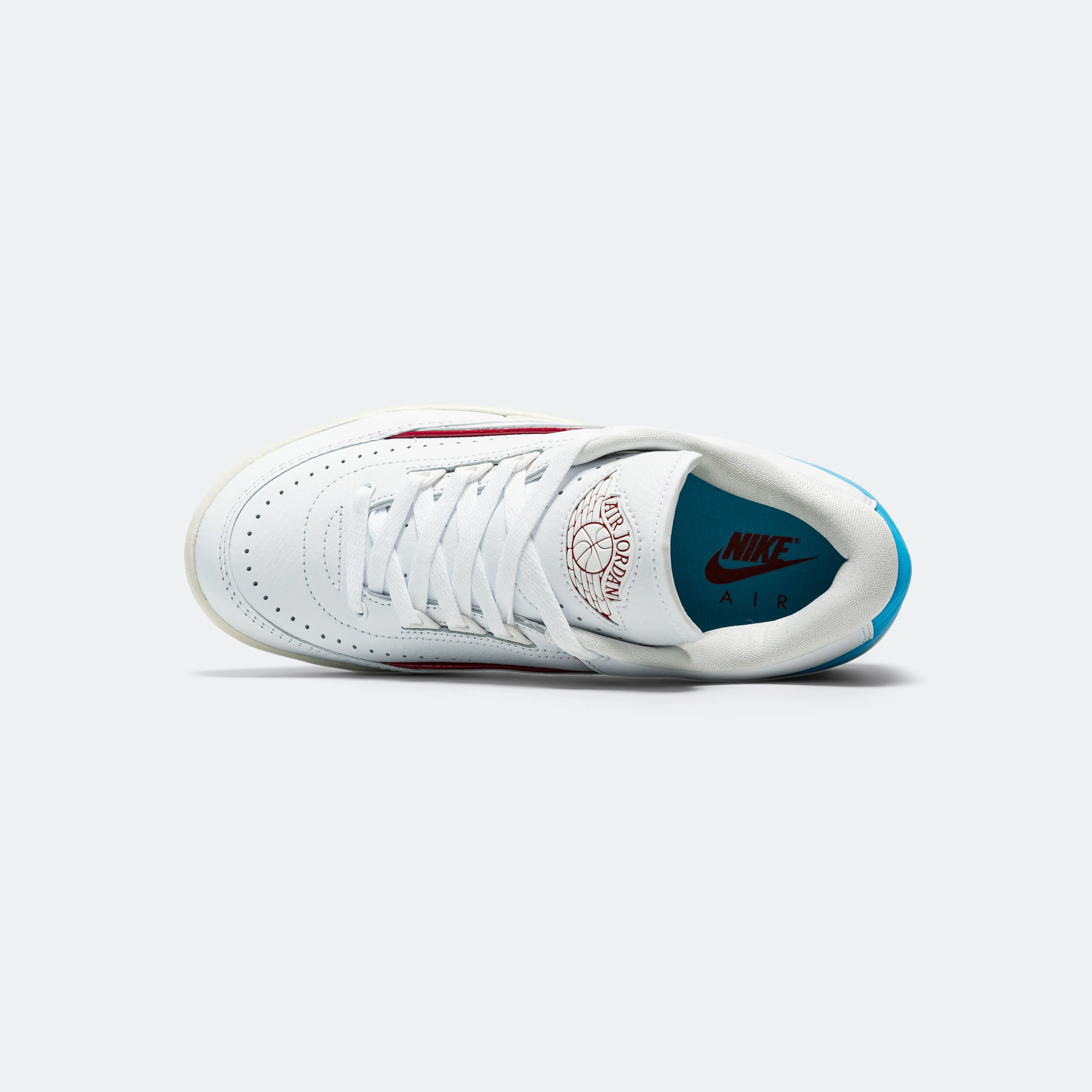 Rollbar Stability System Womens Air Jordan 2 Retro Low - White/Gym Red-Dk Powder Blue-Sail