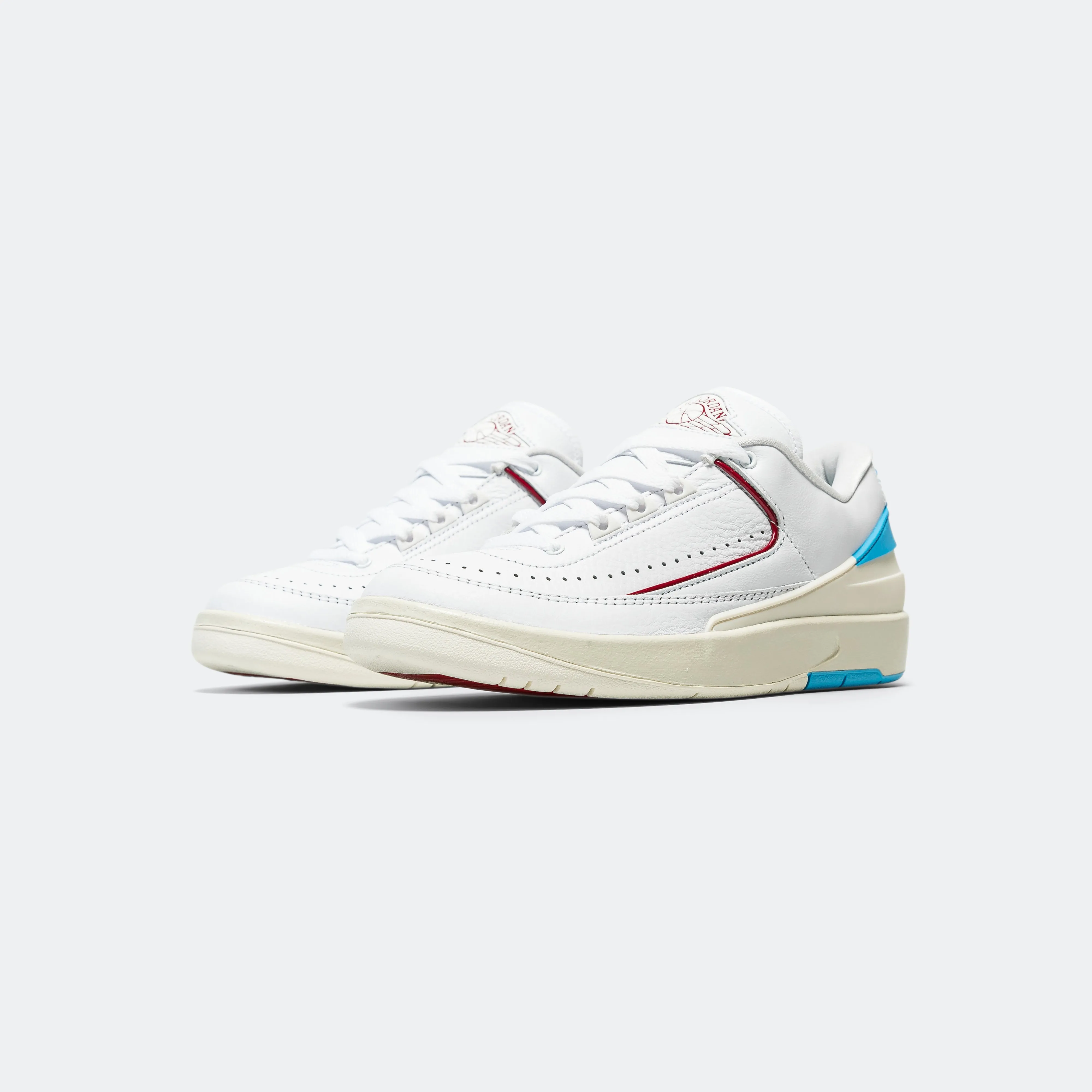 Womens Air Jordan 2 Retro Low - White/Gym Red-Dk Powder Blue-Sail Slip Ride