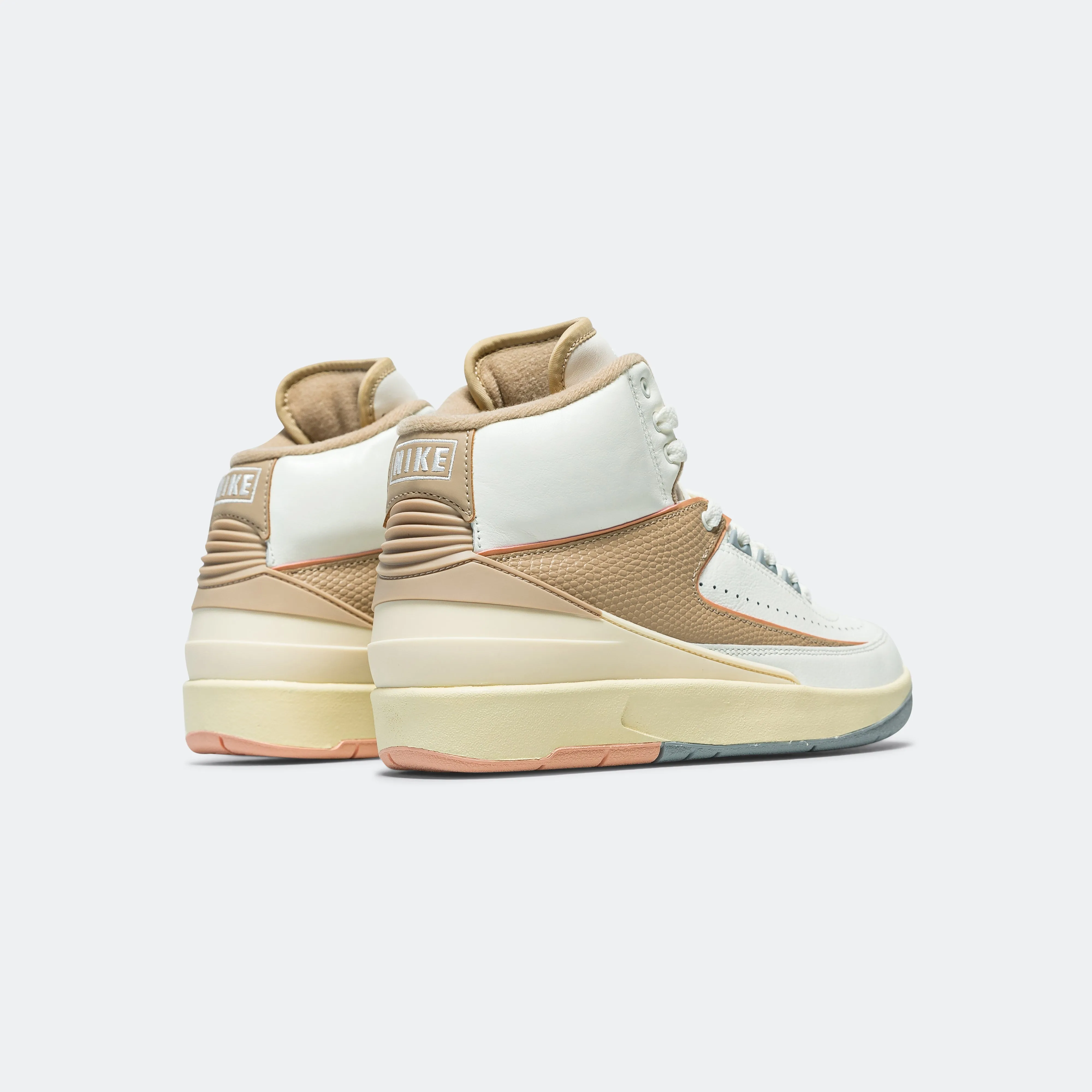 Womens Air Jordan 2 Retro - Sail/Desert-Sunrise Haze-Muslin Gym Routine Slip Form