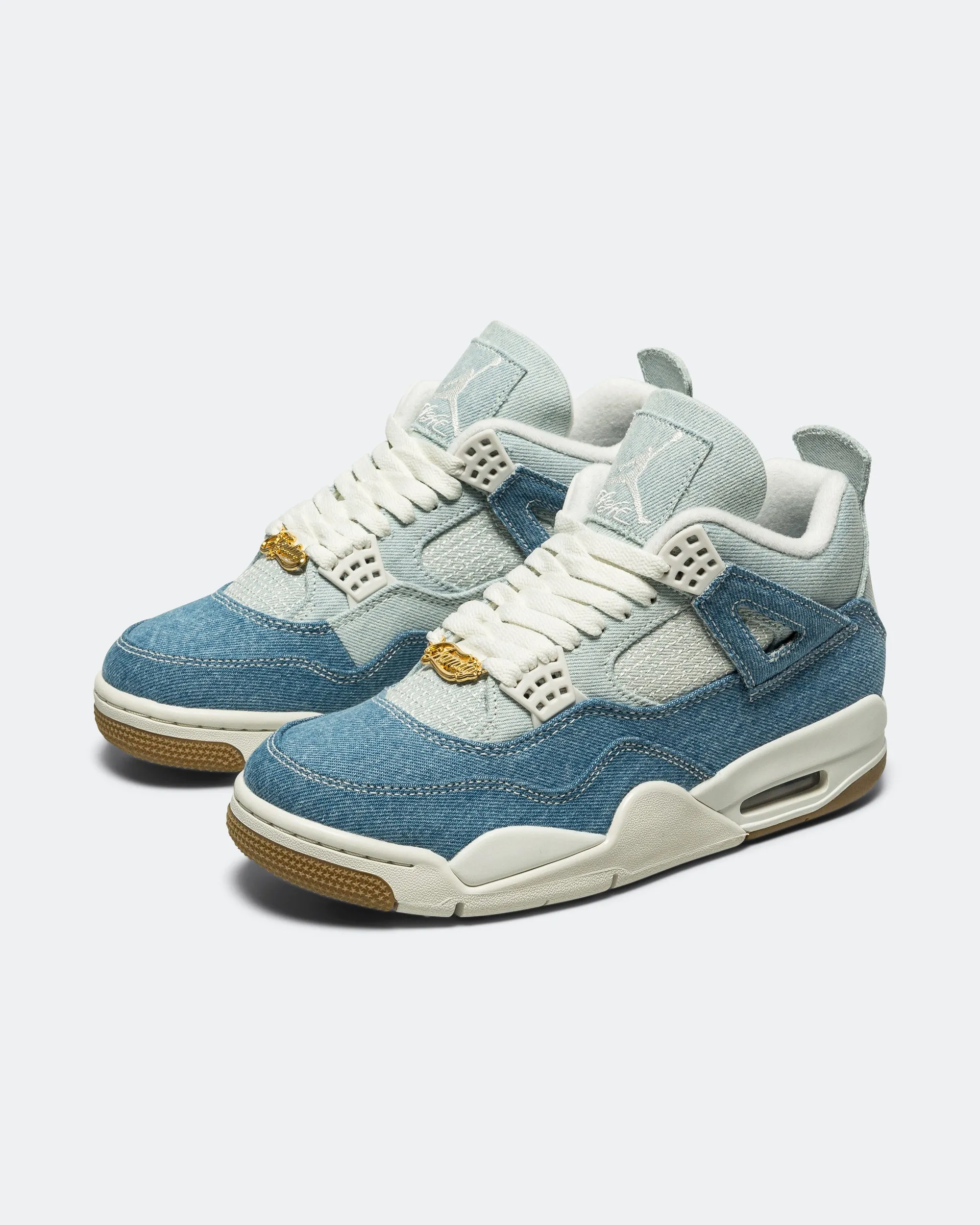 Womens Air Jordan 4 Retro TEX - Sail/Gum Light Brown-Worn Blue Adjustable Fit