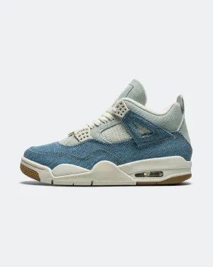 Womens Air Jordan 4 Retro TEX - Sail/Gum Light Brown-Worn Blue Sporty lining Neutral Base