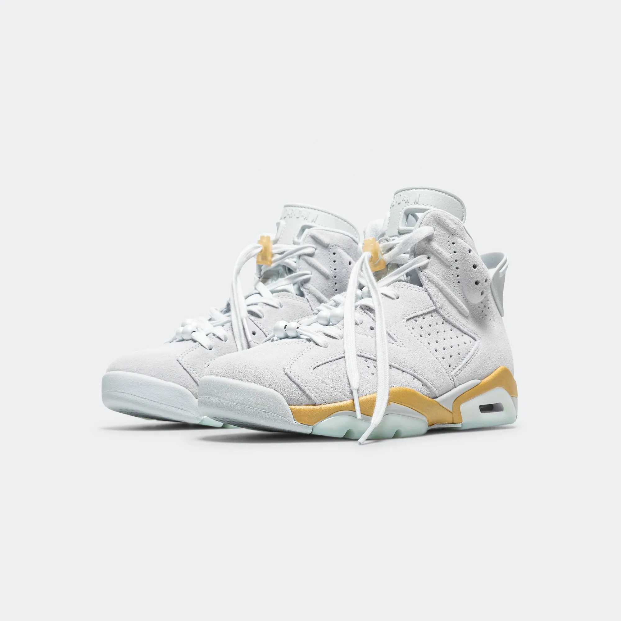 Air Cushioned Sole Womens Air Jordan 6 Retro - Pure Platinum/Glacier Blue-Metallic Gold