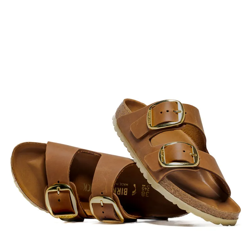 Women's Birkenstock Arizona Big Buckle Oiled Leather - Cognac Mono Tone Espadrille Style