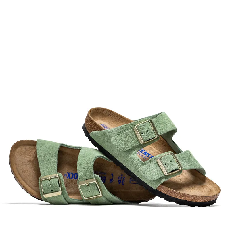 Women's Birkenstock Arizona Soft Footbed Suede - Green Tea Stylish Beach Footwear