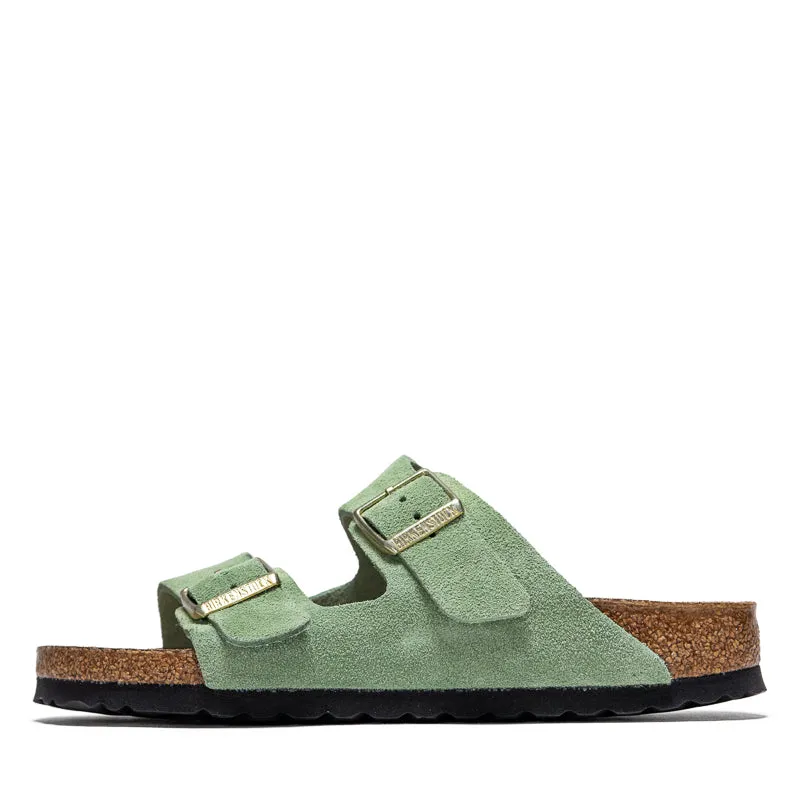 Women's Birkenstock Arizona Soft Footbed Suede - Green Tea Cut Outs foam
