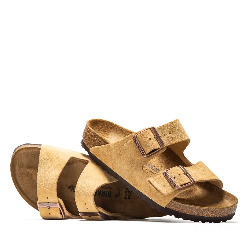 Platform Sole Cushioned Comfort Women's Birkenstock Arizona Suede - Latte Cream