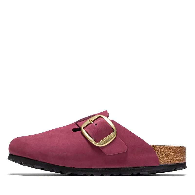 Premium Comfort Flexible Sandals Women's Birkenstock Boston Big Buckle Nubuck - Berry Crush