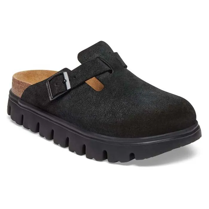 Womens Birkenstock Boston Chunky in Black Low Impact