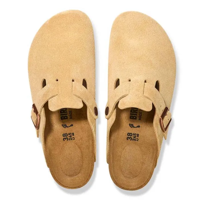 Womens Birkenstock Boston Narrow in Latte Cream Joy Step Blossom Lane