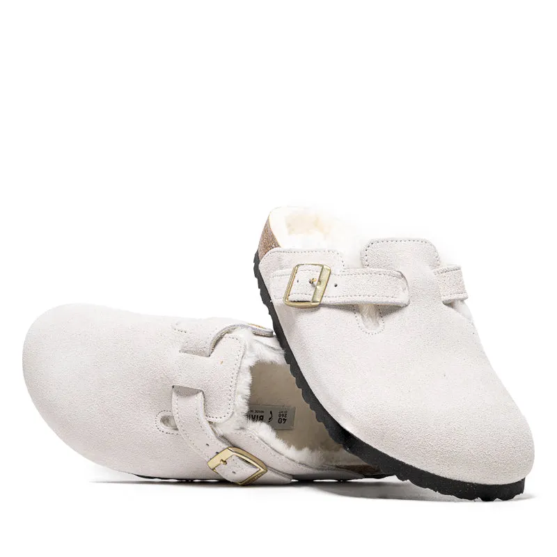 Off Duty Women's Birkenstock Boston Shearling Suede - Antique White