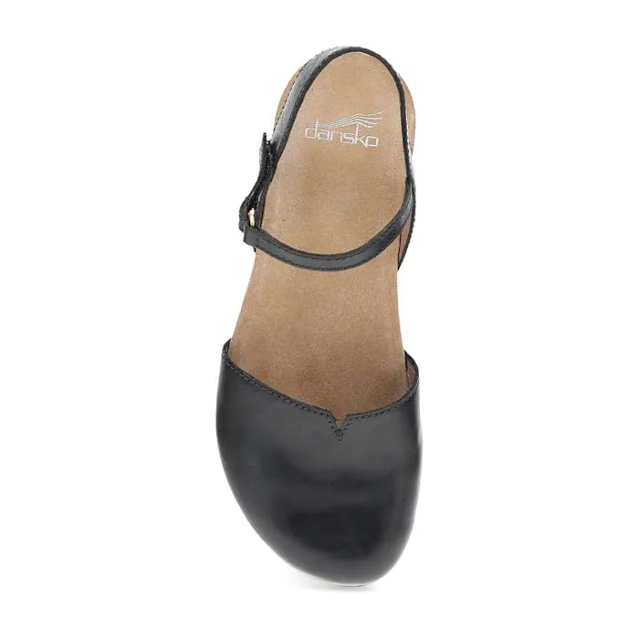 Womens Dansko Rowan Leather in Black Wedges Comfort footbed