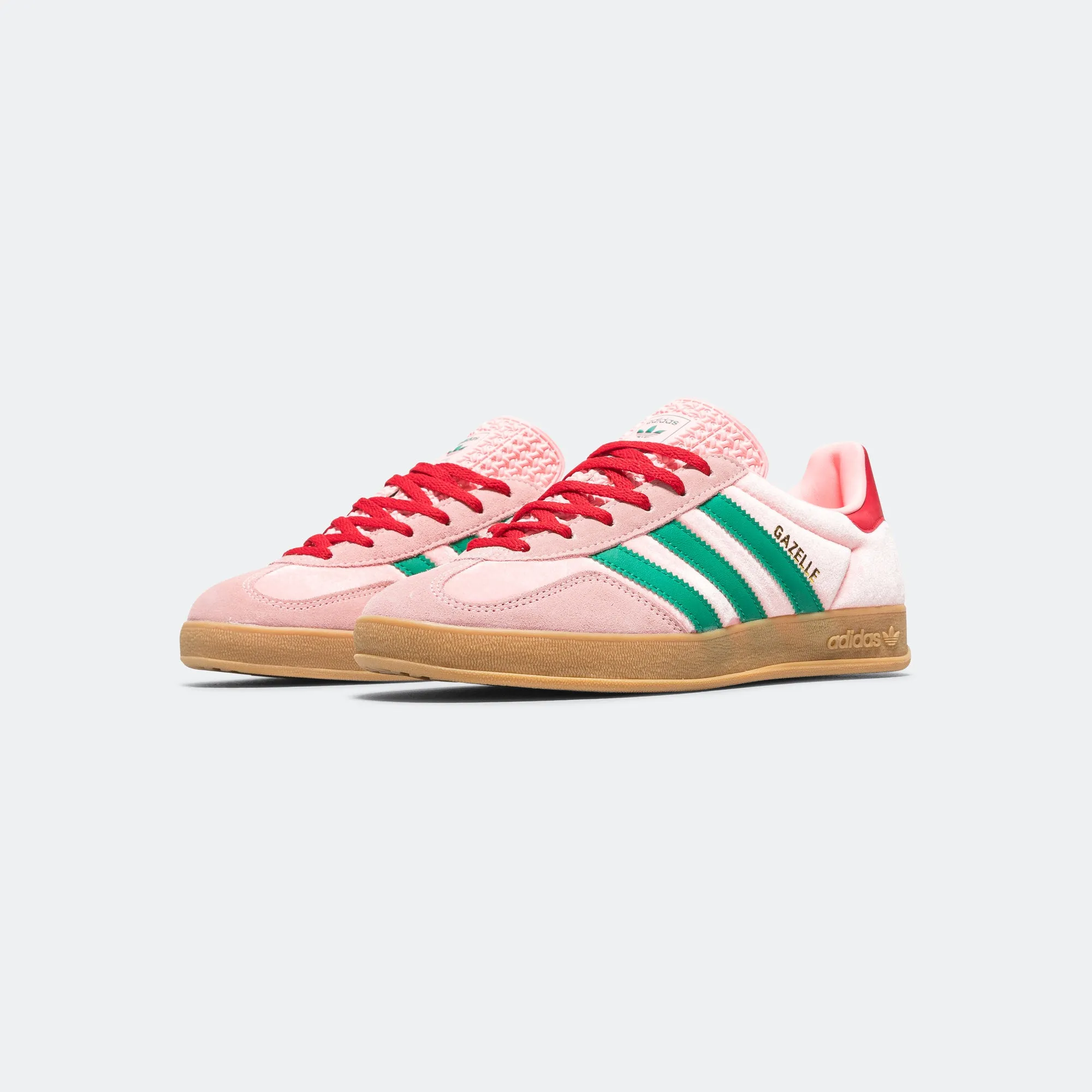 Reinforced Arch Bridge Jumping Support Womens Gazelle Indoor - Court Green/Glow Pink-Gum