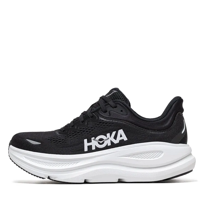 Women's Hoka Bondi 9 - Black/White Seismic Pads