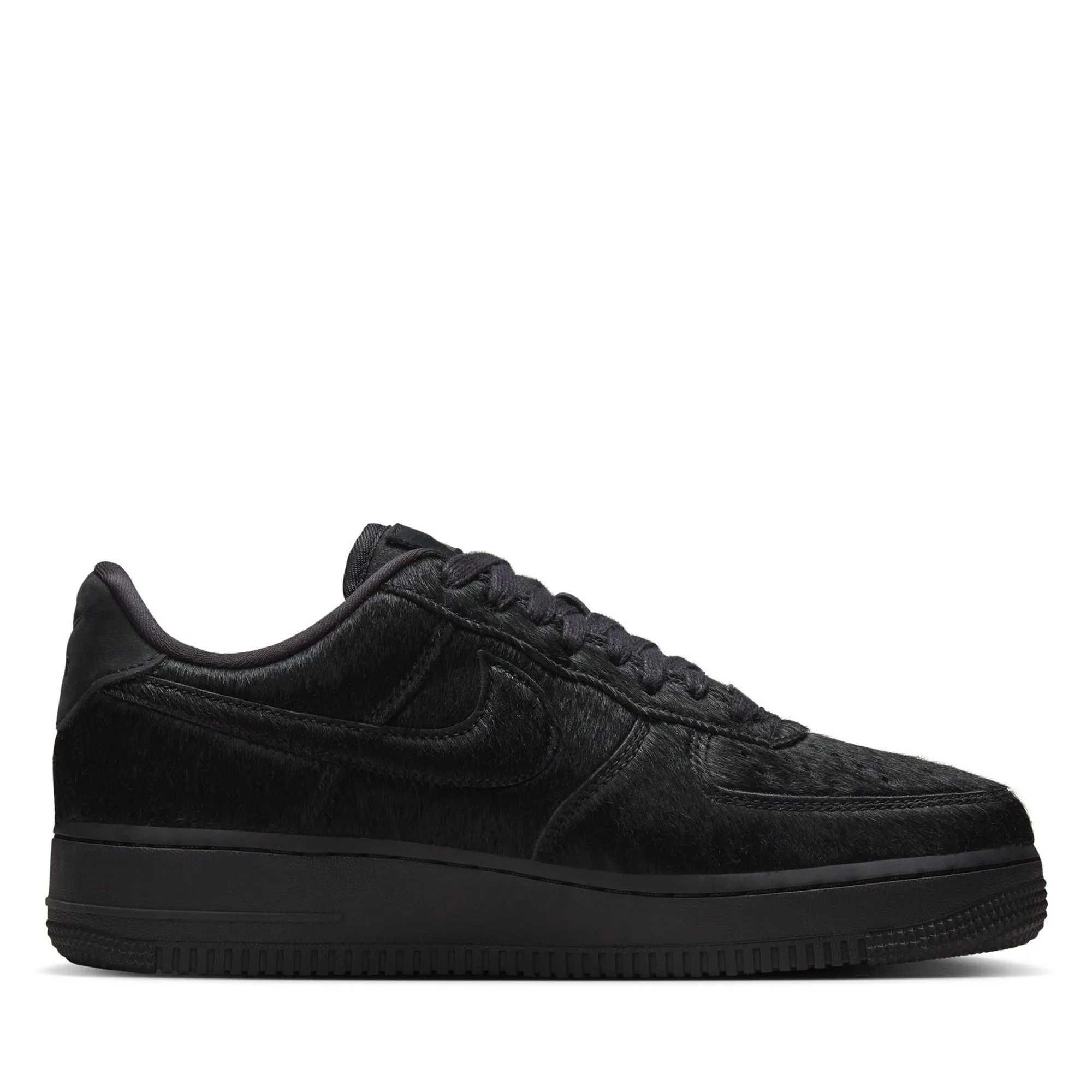 Rolling Motion Zip Design Women's Nike Air Force 1 '07 'Pony Hair' - Black/Black