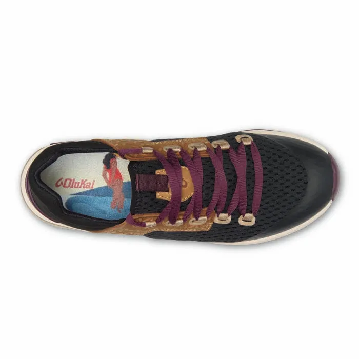 Womens Olukai Wailuku in Black/Black night stroll Comfort Memory Foam