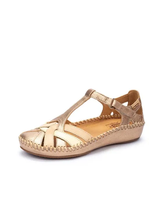 Womens Pikolinos P. Vallarta T Strap in Champagne Arch support Mesh Detail