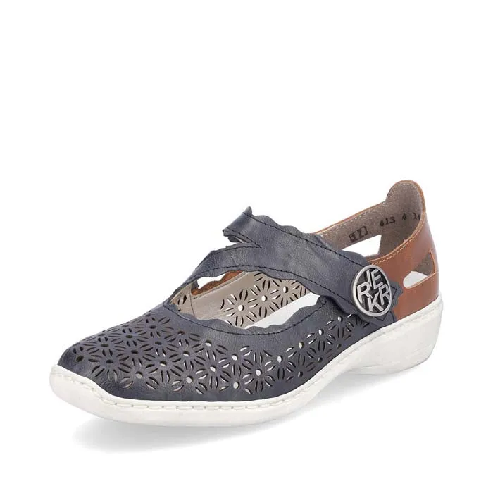 Womens Rieker Doris Perf in Pazifik/Mogano Slow Living Pass Step