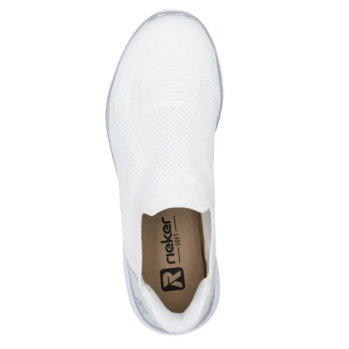 mules Soft Shell Womens Rieker Edith 72 in Weiss/Ice