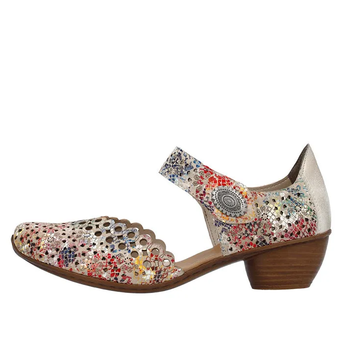 No Break In Valley Step Womens Rieker Mirjam 53 in Beige-Multi/Muschel