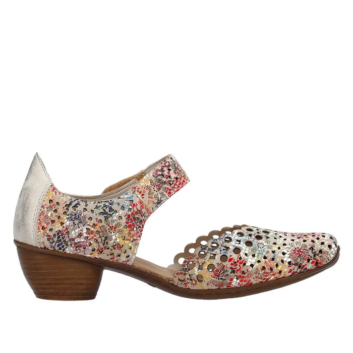 platform Fashionable color scheme Womens Rieker Mirjam 53 in Beige-Multi/Muschel