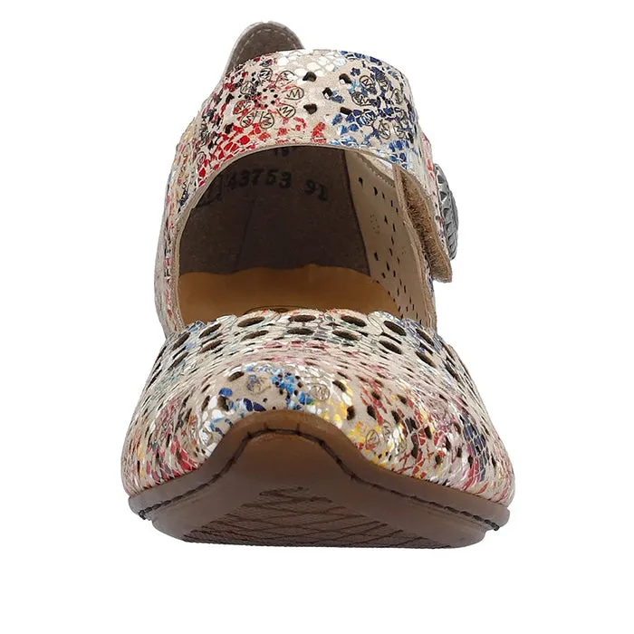 Lift Step Balanced Motion Womens Rieker Mirjam 53 in Beige-Multi/Muschel