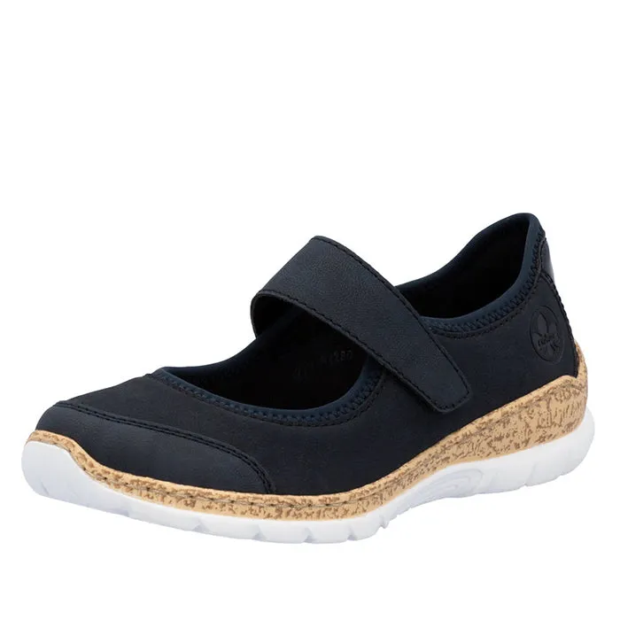 Flat Heel Soft outsole Womens Rieker Nikita 99 in Pazifik/Marine/Schwarz
