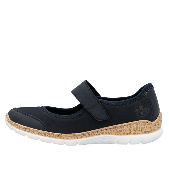 weekend use No Tie Style Womens Rieker Nikita 99 in Pazifik/Marine/Schwarz