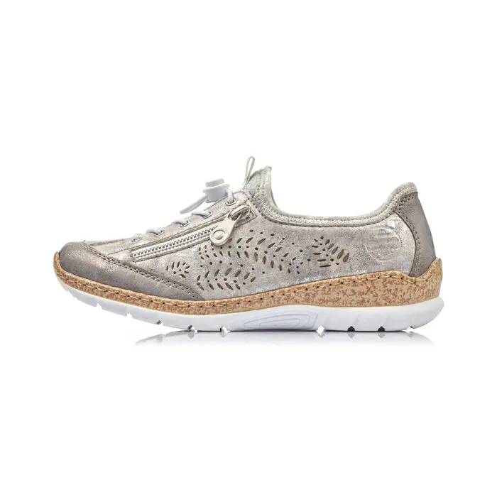 Womens Rieker Nikita K6 in Grey/Rose Ventilated Mesh Shore Jog