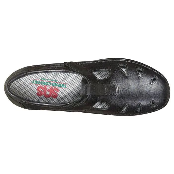 Womens SAS Roamer Black Open Toe Foot Flex