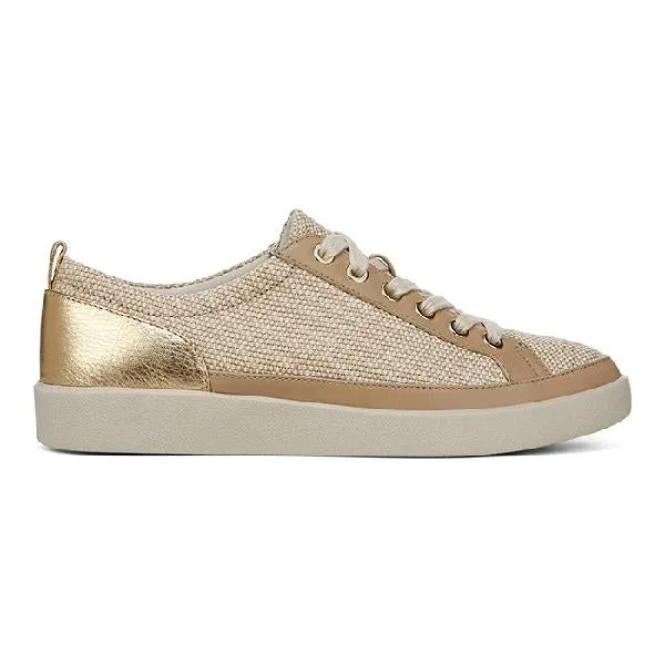 Travel Vibe Refined Style Womens Vionic Winny 2 Lace Up Sneaker in Natural/Gold