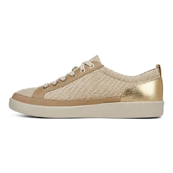Breathable Design Womens Vionic Winny 2 Lace Up Sneaker in Natural/Gold