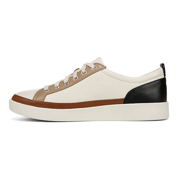 Womens Vionic Winny Lace Up Sneaker in Ivory/Black Crisp Design