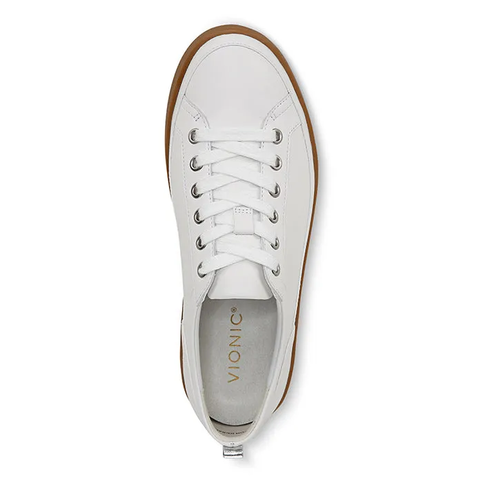 Square Toe Design Step Fit Womens Vionic Winny Lace Up Sneaker in White/Gum