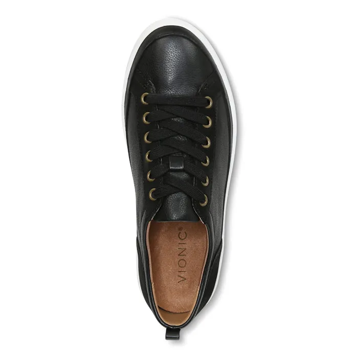 Womens Vionic Winny Smooth Lace Up Sneaker Black Rain Step