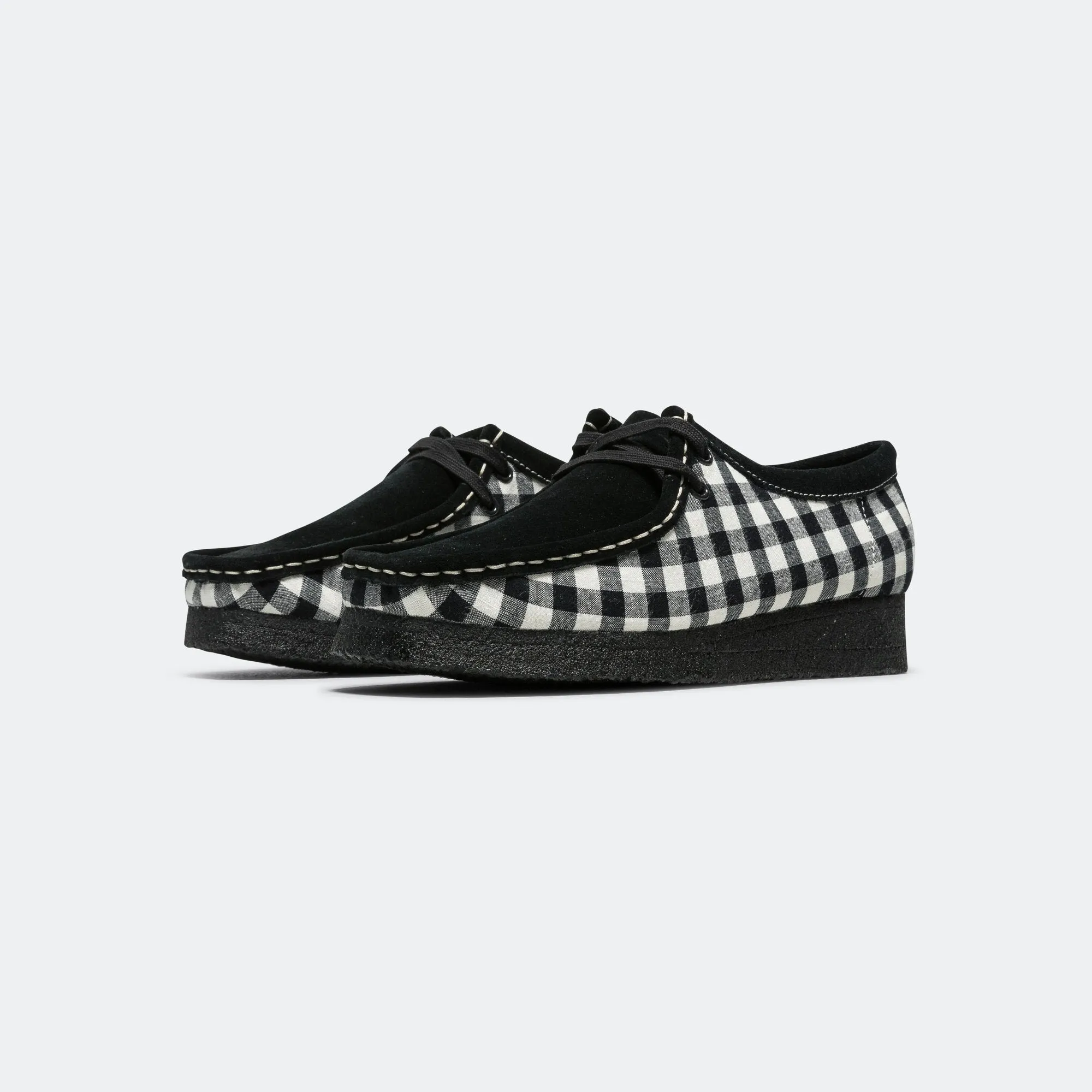 Womens Wallabee - Black/White Gingham Eco Wear Narrow Fit