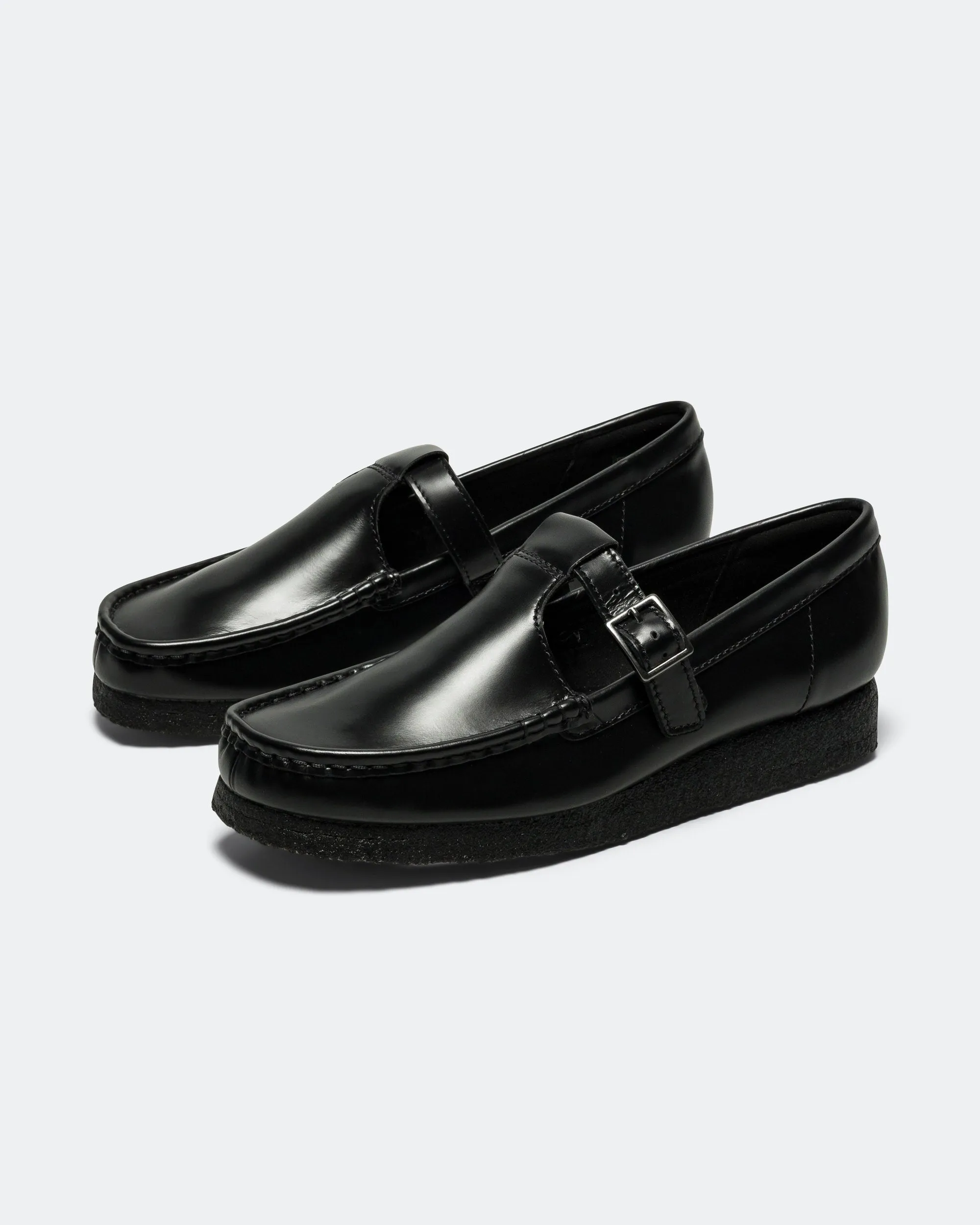 Womens Wallabee T Bar - Black Leather Torsional Rigidity