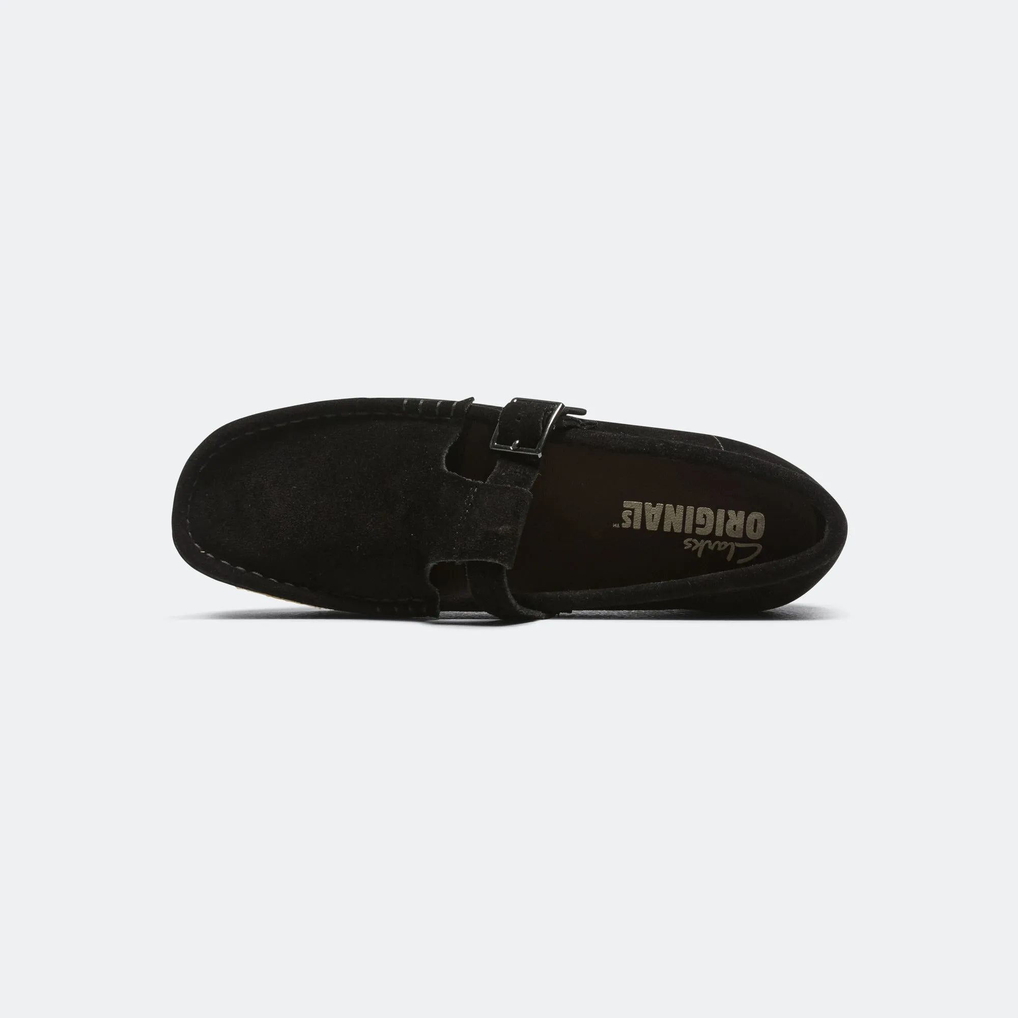 Light   Reflective Womens Wallabee T Bar - Black Suede
