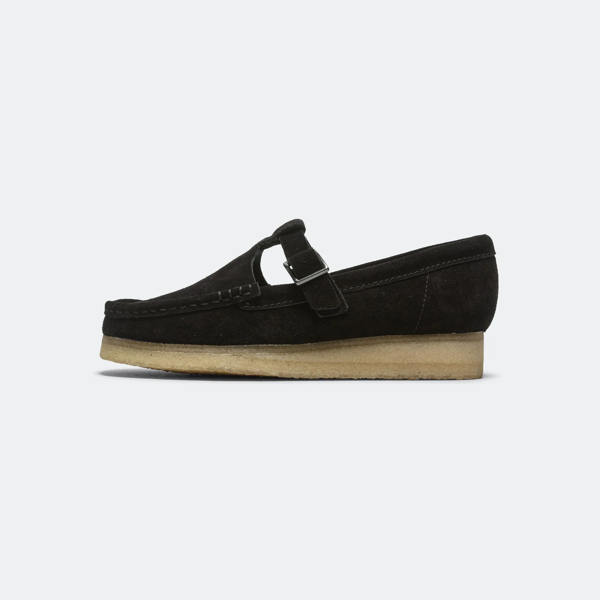 Sporty Comfort Womens Wallabee T Bar - Black Suede