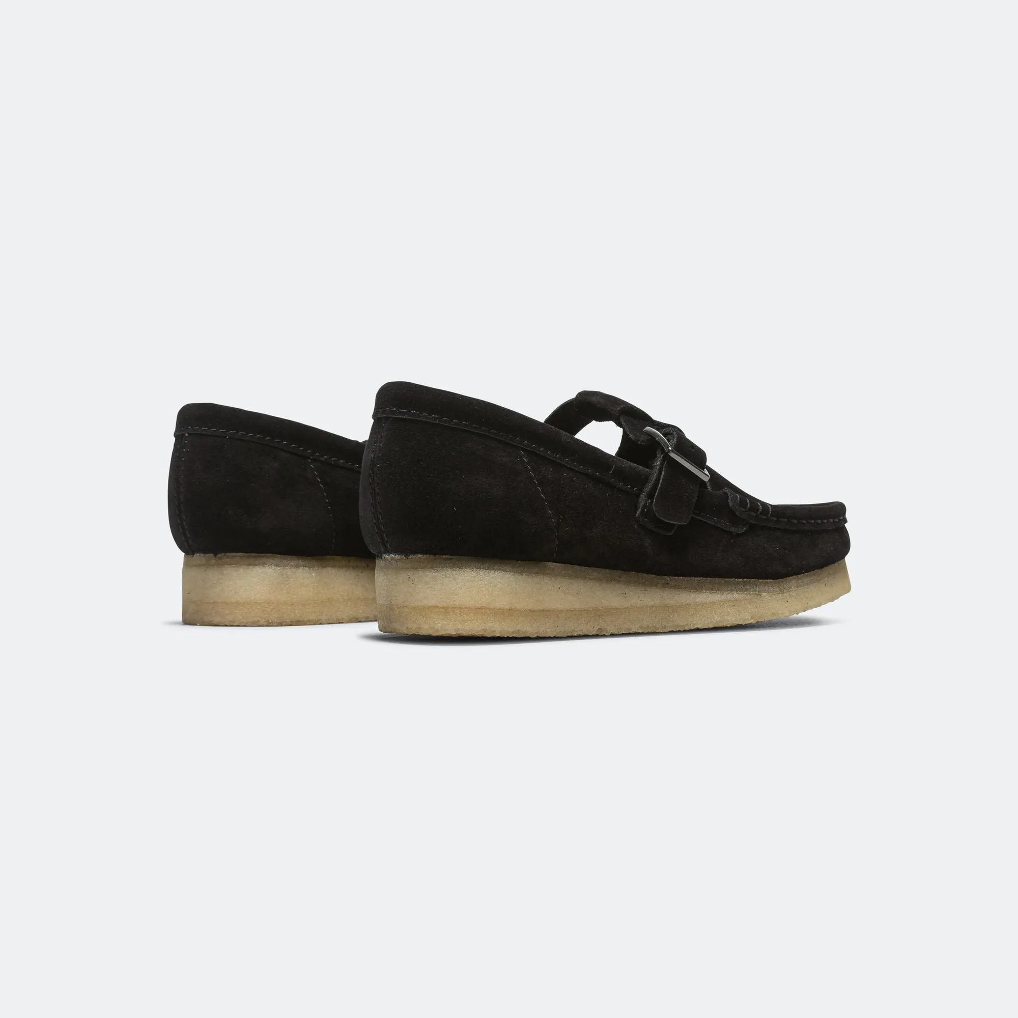 Womens Wallabee T Bar - Black Suede Comfortable Straps Grip Enhanced Outsole